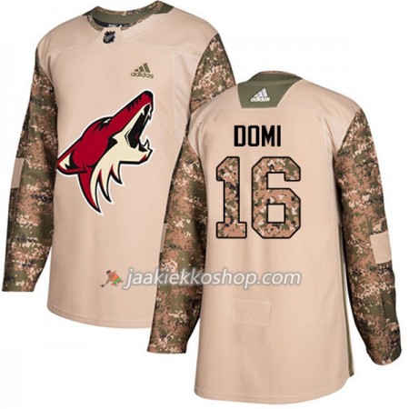 Miehille NHL Arizona Coyotes Pelipaita Max Domi 16 Adidas 2017-2018 Camo Veterans Day Practice Authentic